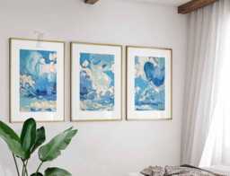 Van Gogh Clouds, Bedroom Wall Art, Set Of 3 Prints, White Clouds Blue Sky Posters, Home Decor, Large Poster Decor - thumbnail 1