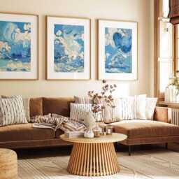 Van Gogh Clouds, Bedroom Wall Art, Set Of 3 Prints, White Clouds Blue Sky Posters, Home Decor, Large Poster Decor - thumbnail 2