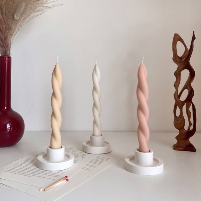 Handmade Twisted Soy Wax Taper Candle Pastel Dinner Decor - image 1