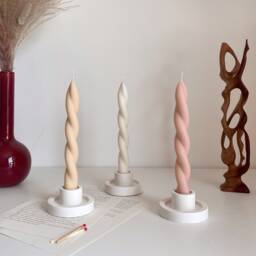 Handmade Twisted Soy Wax Taper Candle Pastel Dinner Decor - thumbnail 1