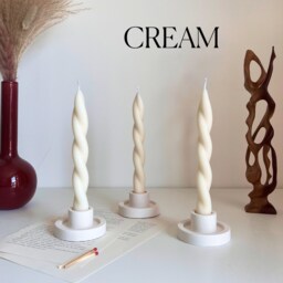 Handmade Twisted Soy Wax Taper Candle Pastel Dinner Decor - thumbnail 3