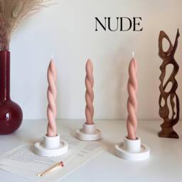 Handmade Twisted Soy Wax Taper Candle Pastel Dinner Decor - thumbnail 2