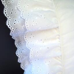 King Pillowcases - Pair White Cotton Sateen With Double Ruffle Eyelet Lace - thumbnail 3