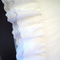 King Pillowcases - Pair White Cotton Sateen With Double Ruffle Eyelet Lace - thumbnail 2