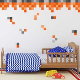 Pixel Border Wall Decals Gaming Room Decor, Retro Block Design Lava