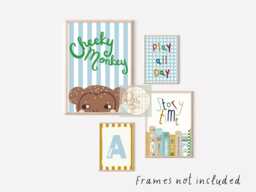 Mini Gallery Set Of Bright Personalised Prints For A Boys Room, Perfect Playroom, Bedroom Or Nursery - Unframed - thumbnail 1