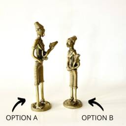 Brass Figurine, Lady With Child Statue, Dhokra Sculpture, Alloy, Statuette, Curio, Dokra, Ethnic Table Mantel Home Decor.indian.metal Handicrafts - thumbnail 3