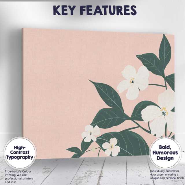 Blush Pink White Blossom Branch Minimalist Botanical Art Canvas Wall Print Decor Picture Ready To Hang - image 1