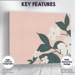 Blush Pink White Blossom Branch Minimalist Botanical Art Canvas Wall Print Decor Picture Ready To Hang - thumbnail 1