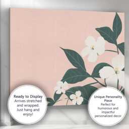 Blush Pink White Blossom Branch Minimalist Botanical Art Canvas Wall Print Decor Picture Ready To Hang - thumbnail 3