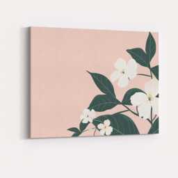 Blush Pink White Blossom Branch Minimalist Botanical Art Canvas Wall Print Decor Picture Ready To Hang - thumbnail 4