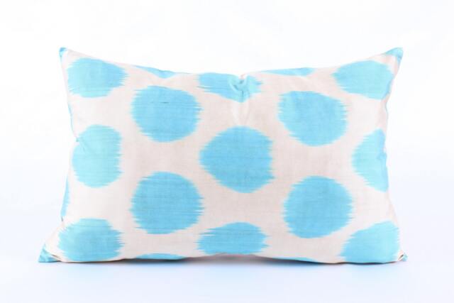 Ikat Silk Velvet Pillow 16x24 - Handmade Boho Cushion Cover Turkish Home Decor Accent - image 1