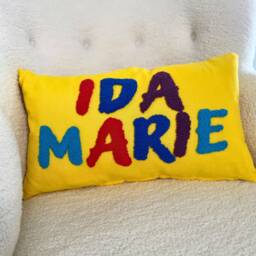 Embroidered Name Pillow, Custom Punch Needle Cotton Cushion, Baby Shower Gift