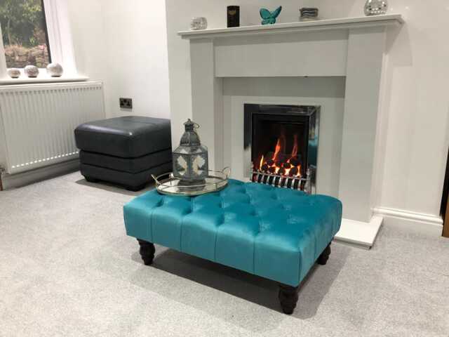 Handmade Chesterfield Velvet Footstool - Modern Ottoman Pouf With Black Legs - image 1