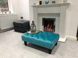 Handmade Chesterfield Velvet Footstool - Modern Ottoman Pouf With Black Legs - thumbnail 1