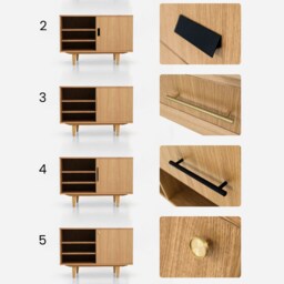 Mid-Century Sideboard, Dresser, Commode, Credenza Made Of Oak Vaneer - Livlo D-S16 - thumbnail 3