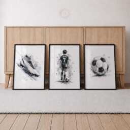 Personalised Boys Football Prints - Kids Bedroom Decor, Soccer Shirt Poster Wall Art, Name & Number