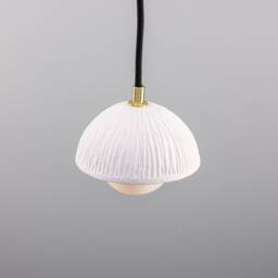 Ferox Small Ceramic Dome Pendant Light 5.5'' - 14cm, Matte White Striped - thumbnail 3