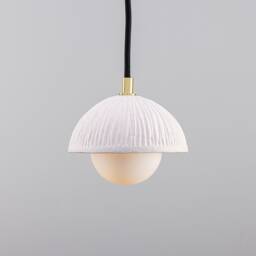 Ferox Small Ceramic Dome Pendant Light 5.5'' - 14cm, Matte White Striped - thumbnail 2