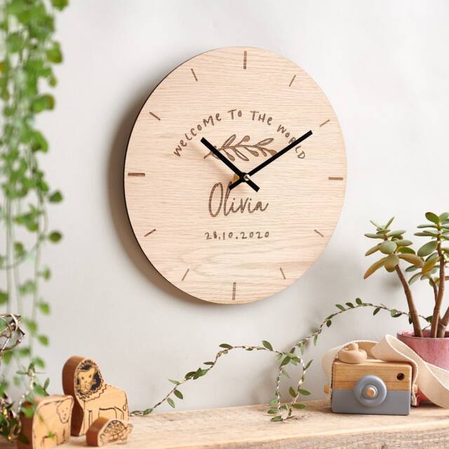 Personalised Wooden Newborn Clock - image 1