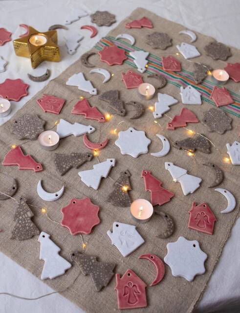 Christmas Tree Ornaments, Clay Ceramic Handmade Decor, Holiday Gift, Housewarming Gift - image 1
