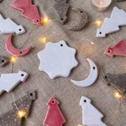 Christmas Tree Ornaments, Clay Ceramic Handmade Decor, Holiday Gift, Housewarming Gift - thumbnail 2