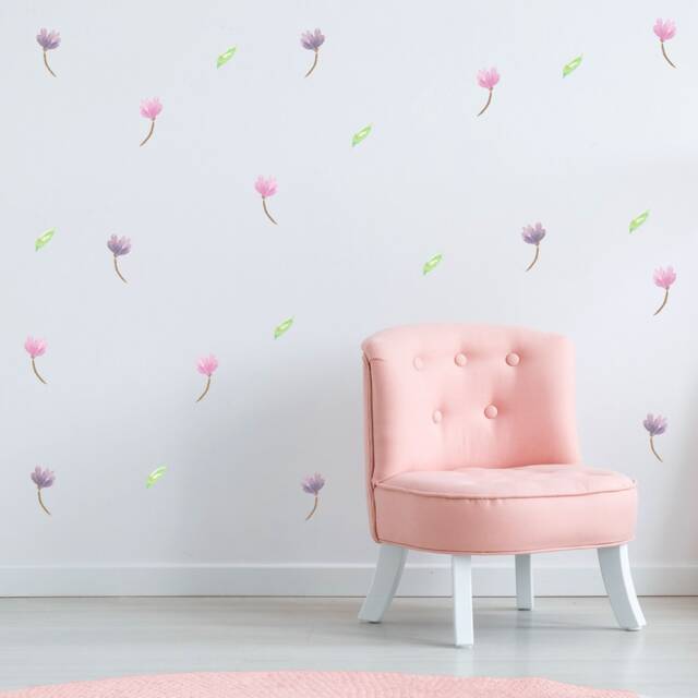 Watercolour Flower Wall Stickers, Watercolor Decals - image 1