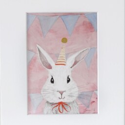 Birthday Bunny-Nursery Small Art, Print Of My Painting On Canvas, Art, Birthday Gift, Decoration, Sweet Dreams Art, For Her, Baby Girl, Toddler - thumbnail 3