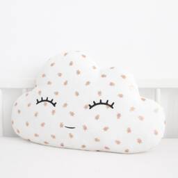 White With Gold Scarabs Cloud Pillow For Nursery Decor, Baby Cushion Shower Gift Newborn Boy Girl Gender Neutral Kids Room Children Bed - thumbnail 2