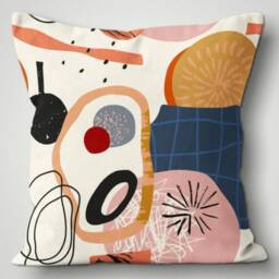 Abstract Geometric Pillow Cover/Blue Brown Throw Cushion Case/Abstract Leaves Case/Housewarming Case/Throw Top - thumbnail 3