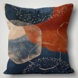 Abstract Geometric Pillow Cover/Blue Brown Throw Cushion Case/Abstract Leaves Case/Housewarming Case/Throw Top - thumbnail 2