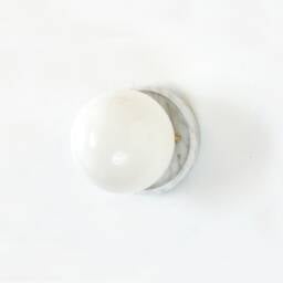Mid Century Modern White Marble & Opal Glass Globe Sconce Vanity Light Kitchen Pantry - thumbnail 2