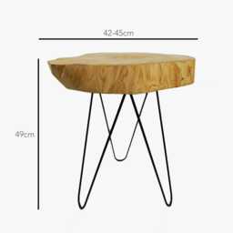 Mid-Season Sale Handmade Rustic Eucalyptus Wooden End Table, Natural Tree Slice Side Live Edge Accent Table With Hairpin Legs - thumbnail 3