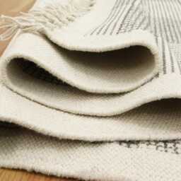 Hand Woven Cotton, Checkered Pattern Area Rug, Neutral Farmhouse - thumbnail 2