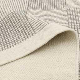 Hand Woven Cotton, Checkered Pattern Area Rug, Neutral Farmhouse - thumbnail 3