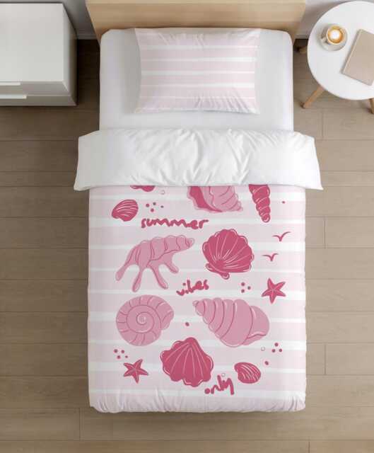 Bedding - Summer Vibes Only Seashell Pink Stripes, Duvet Cover Set, Fitted Sheets, Pillow Case, Modern Bedding - image 1