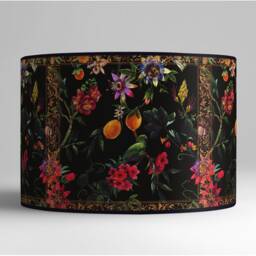 Lampshade Floor Lamp, Retro Vintage Artisanal Flowers - thumbnail 3