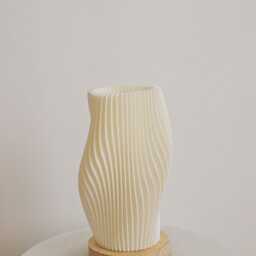 Mini 3D Printed Table Lamp For Desk, Pla Lampshade, Wood Base, 2 Colors Adjustable Lighting - thumbnail 2