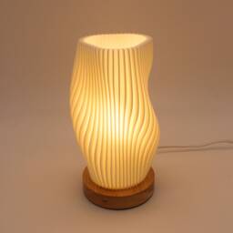 Mini 3D Printed Table Lamp For Desk, Pla Lampshade, Wood Base, 2 Colors Adjustable Lighting - thumbnail 4