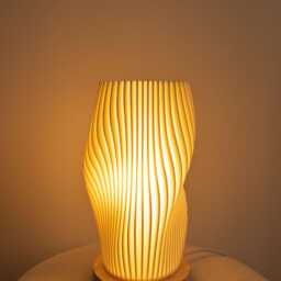 Mini 3D Printed Table Lamp For Desk, Pla Lampshade, Wood Base, 2 Colors Adjustable Lighting - thumbnail 3