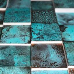 Handmade Contemporary Modern Blue Patina Copper Wall Art - thumbnail 3
