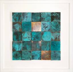 Handmade Contemporary Modern Blue Patina Copper Wall Art - thumbnail 1