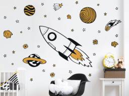 Rocket & Stars Wall Sticker Pack, Space Stickers, Stickers For Walls, Themed Room, Decor - thumbnail 1