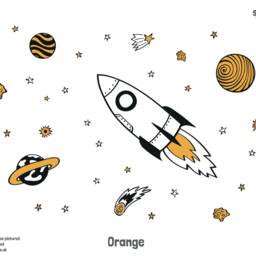 Rocket & Stars Wall Sticker Pack, Space Stickers, Stickers For Walls, Themed Room, Decor - thumbnail 2