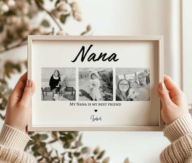 Personalised Granny Photo Print With Three Pictures, Sentimental Nana Keepsake Gift, Mother Birthday Gift - image 1