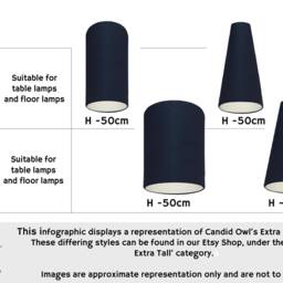 Extra Tall Drum Lampshade in Dark Grey Velvet, 50cm Height - thumbnail 3