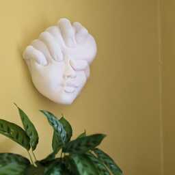 Abstract Sculpture, Home Decor, 3D Wall Art, Modern Head Women Face Squashed Sculpture Hanging - thumbnail 4