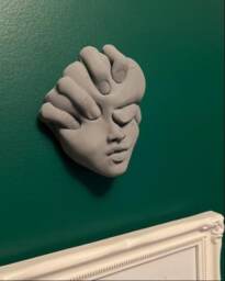Abstract Sculpture, Home Decor, 3D Wall Art, Modern Head Women Face Squashed Sculpture Hanging