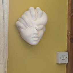 Abstract Sculpture, Home Decor, 3D Wall Art, Modern Head Women Face Squashed Sculpture Hanging - thumbnail 3