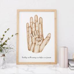 Personalised Family Hands Print, Fathers Day Gift, Sketch Prints, Dad Present From Kids, Wall Art Signs, Home Decor Poster - thumbnail 2